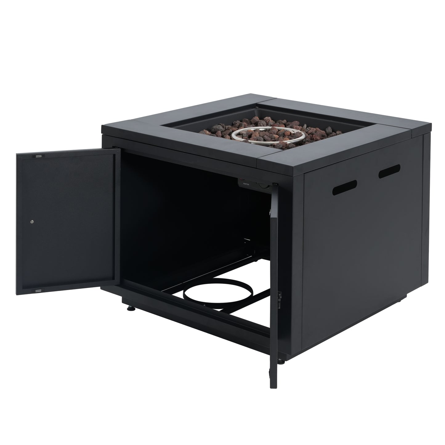 Lysoriel 30inch Square Galvanized Steel Fire Pit Table,Black,40000BTU