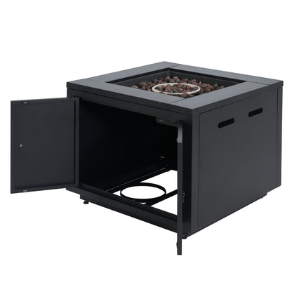 Lysoriel 30inch Square Galvanized Steel Fire Pit Table,Black,40000BTU