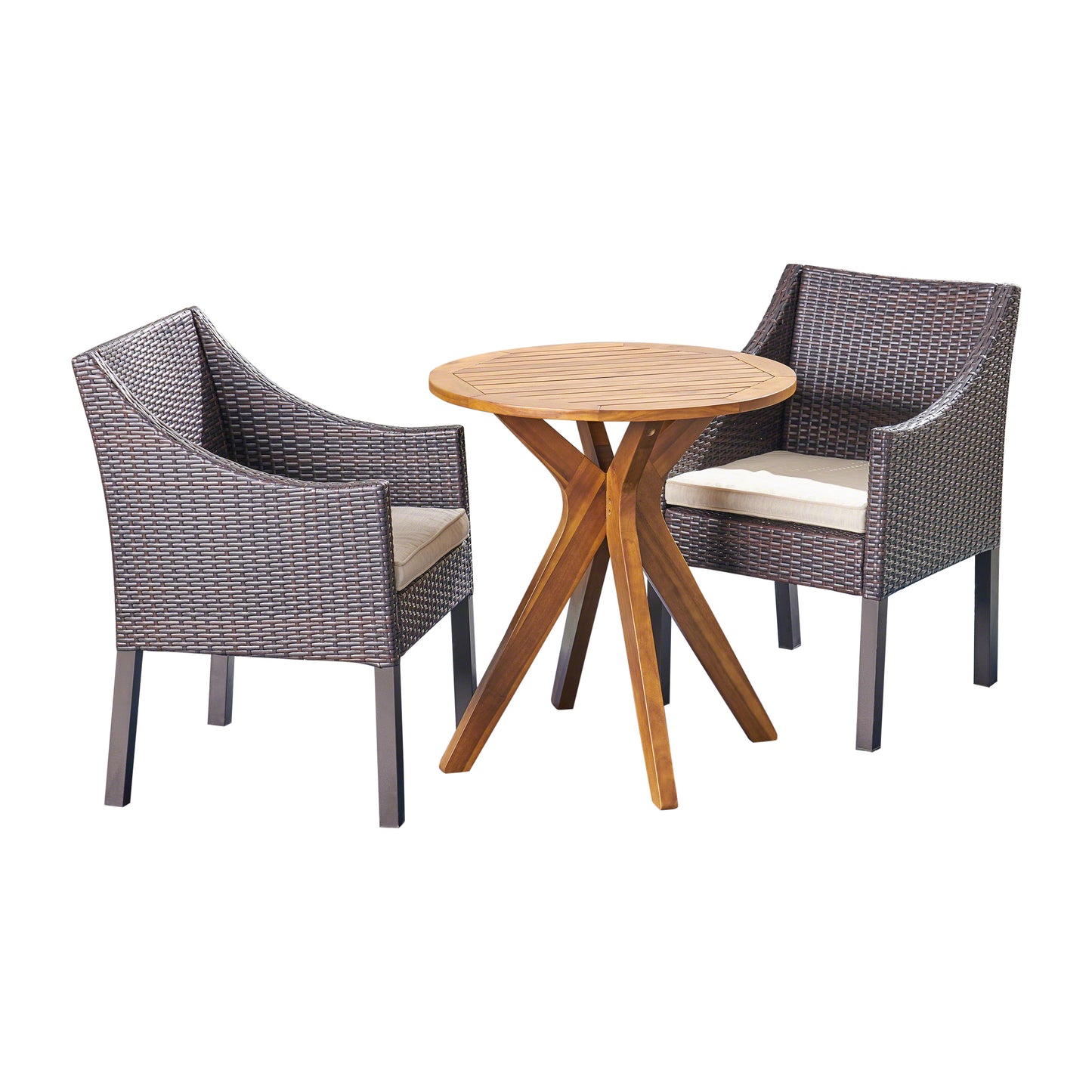 Dye Outdoor 3 Piece Acacia Wood and Wicker Bistro Set