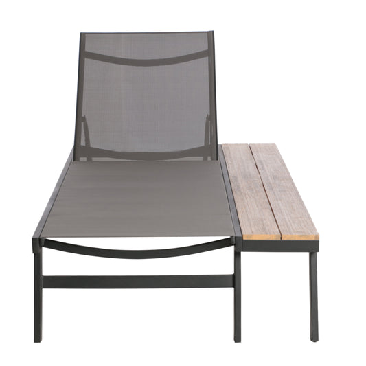 John Outdoor Mesh and Aluminum Chaise Lounge with Side Table