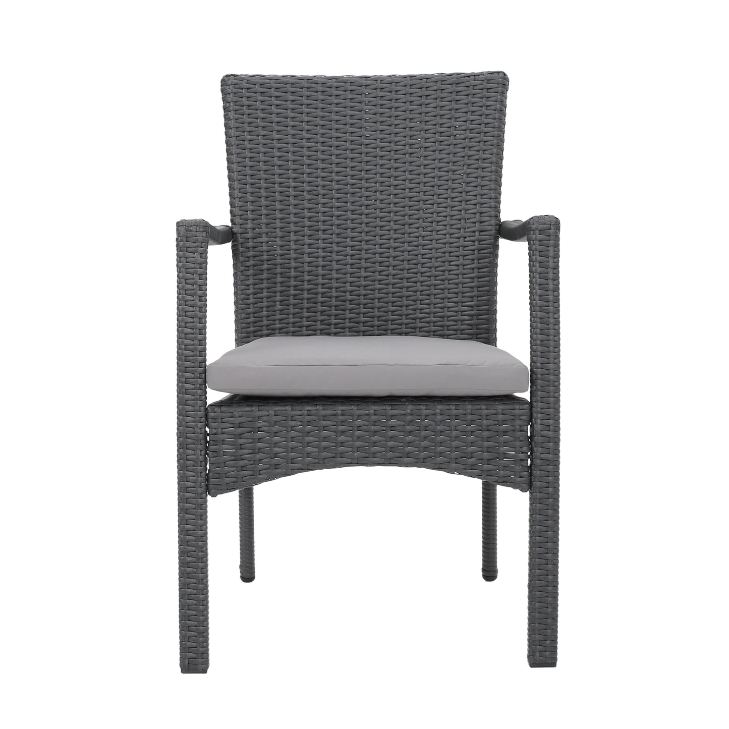 Leyam Outdoor 3 Piece Wood and Wicker Bistro Set, Gray and Gray