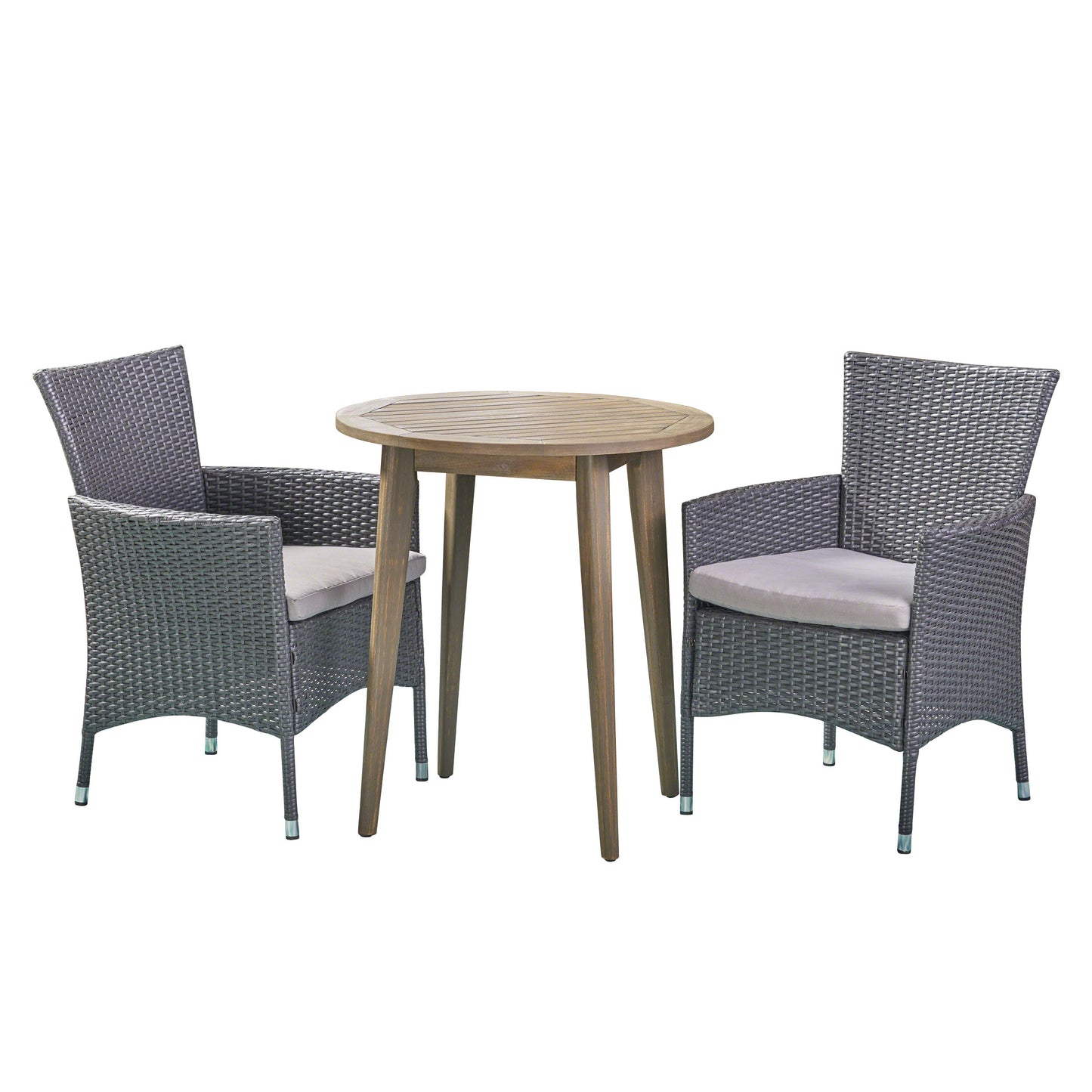 Land Outdoor 3 Piece Wood  and Wicker Bistro Set