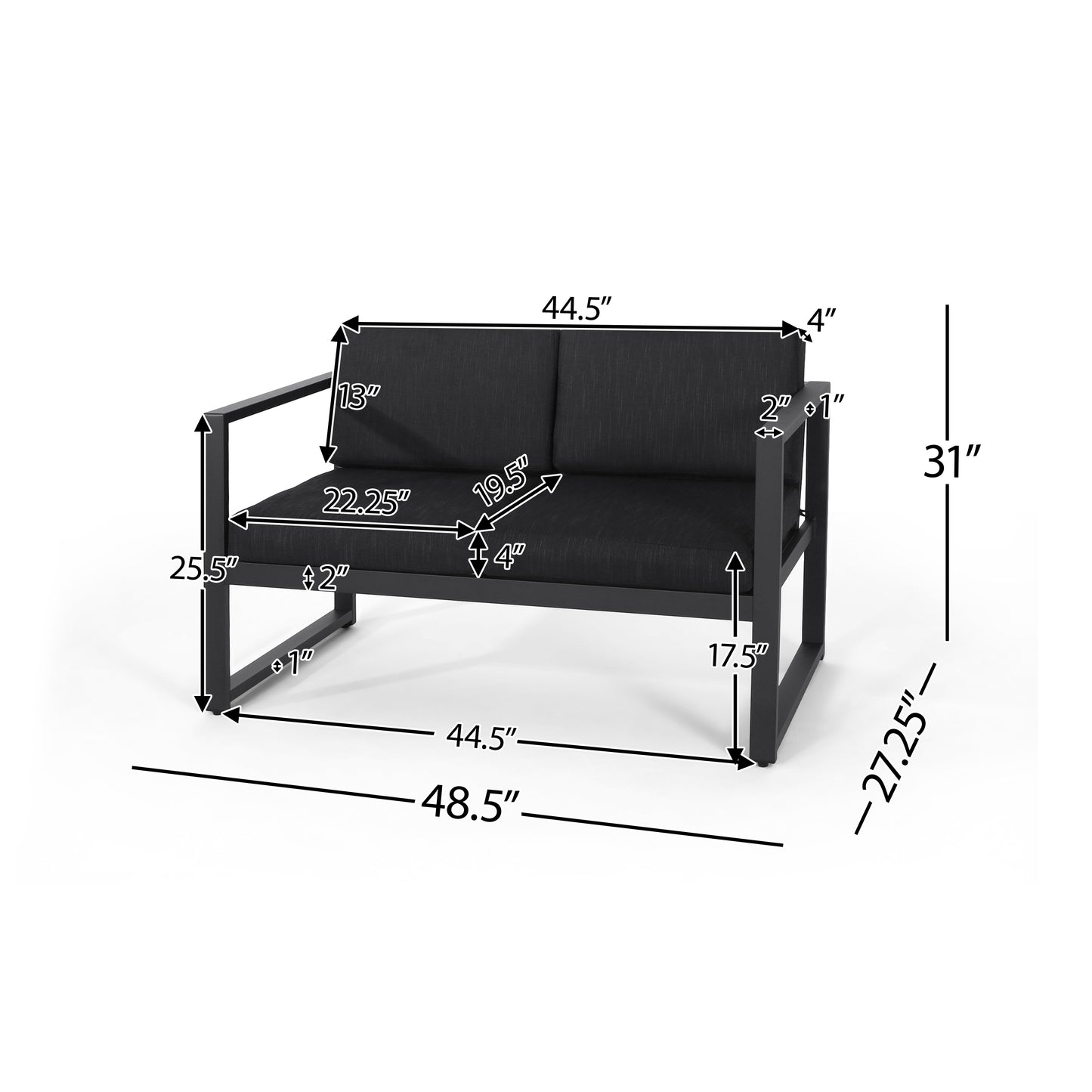 Jude Outdoor Aluminum 4 Seater Chat Set with Fire Pit