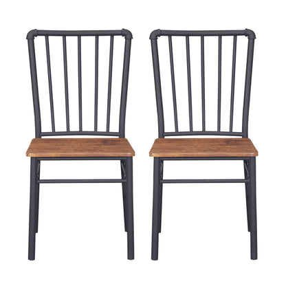 Lucas Industrial Textured Brown Steel and Wood Finished Chairs (Set of 2)
