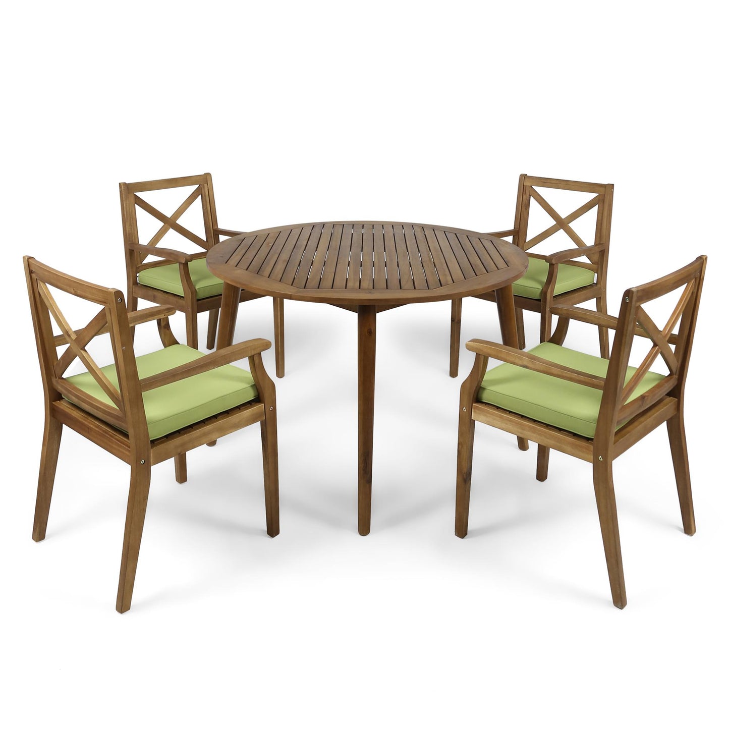 Jenson Outdoor 5 Piece Acacia Wood Dining Set with Cushions
