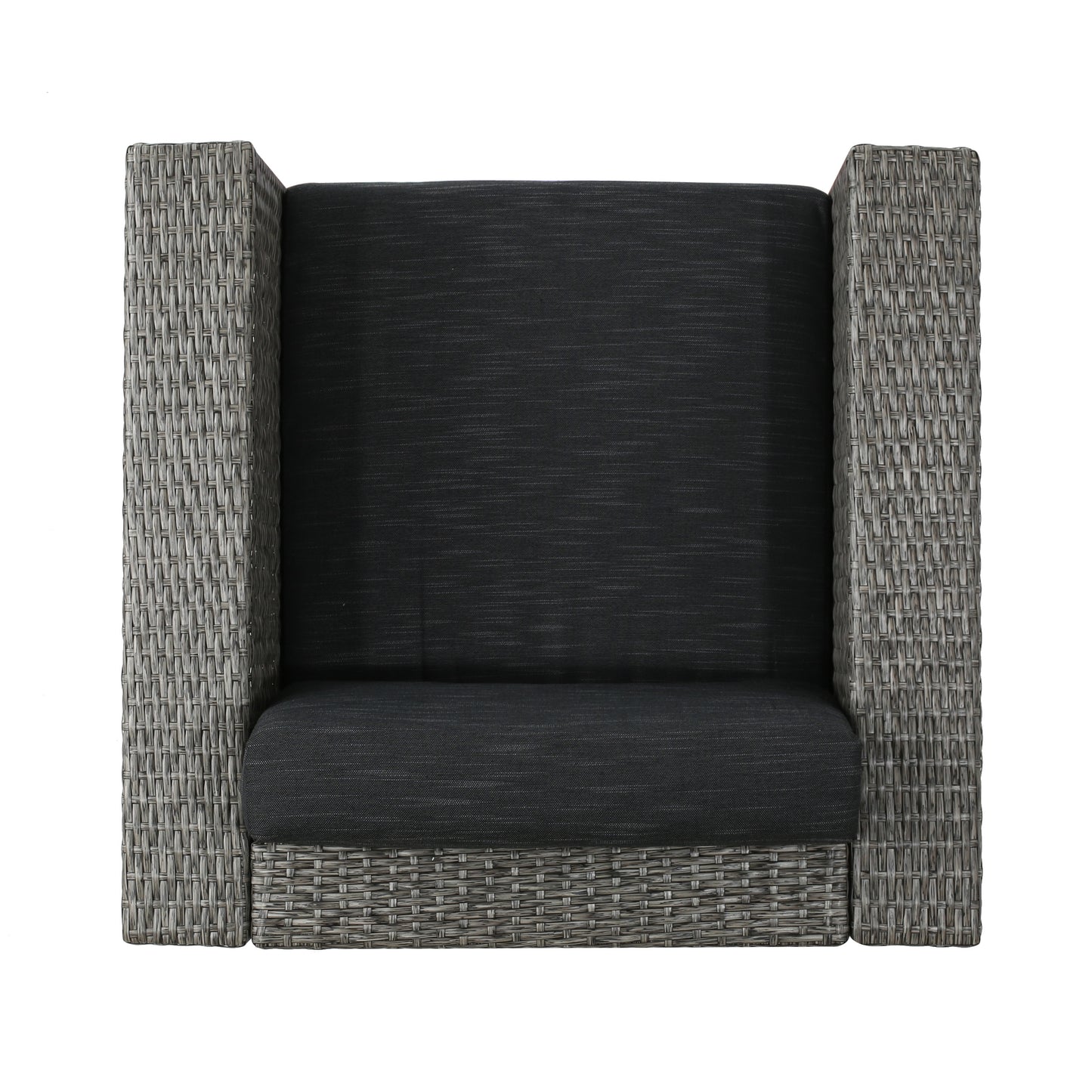 Fuller Outdoor 4 Piece Club Chair Set with Square Fire Pit