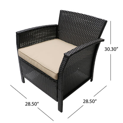 Mason Outdoor 4-Seater Wicker Chat Set with Fire Pit