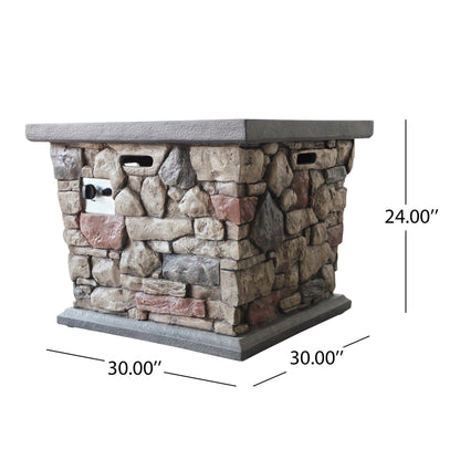 Laiah Outdoor 4 Piece Wicker Club Chair Chat Set with Stone Finished Fire Pit