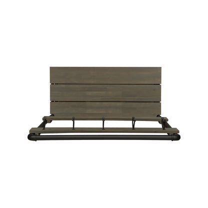 Dahl Outdoor Industrial Acacia and Iron Bench with Shelf and Coat Hooks