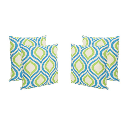 Larissa Outdoor 18-inch Water Resistant Square Pillows, Blue and Green