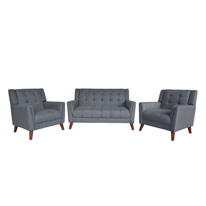 Evelyn Mid Century Modern 3-Piece Chairs & Loveseat Fabric Living Room Set
