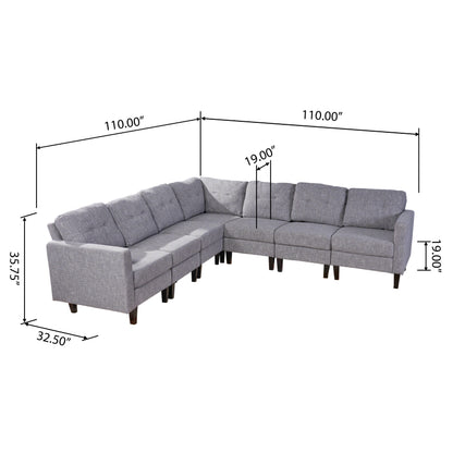 Marsh Mid Century Modern Extended Sectional Sofa Set