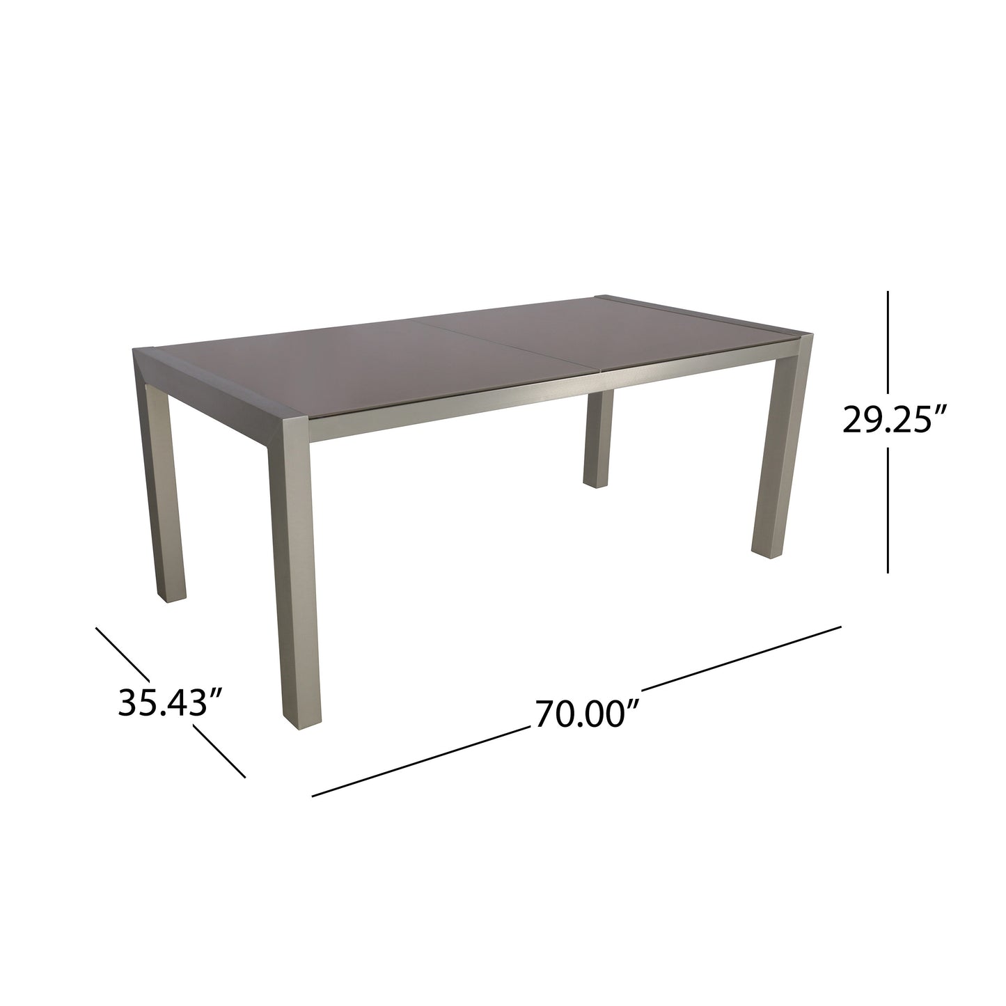 Eli Outdoor Tempered Glass Dining Table with Aluminum Frame