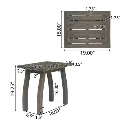 Zane Outdoor Acacia Wood Rocking Chair with Side Table