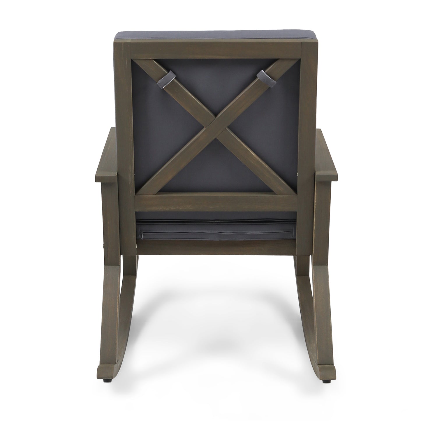 Zane Outdoor Acacia Wood Rocking Chair with Side Table