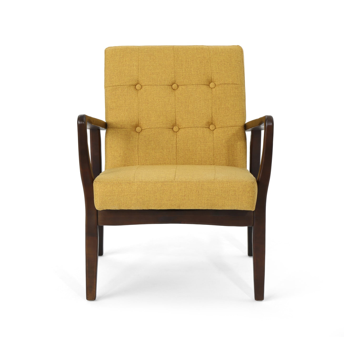 Callisto Fabric Mid-Century Birch Club Chair