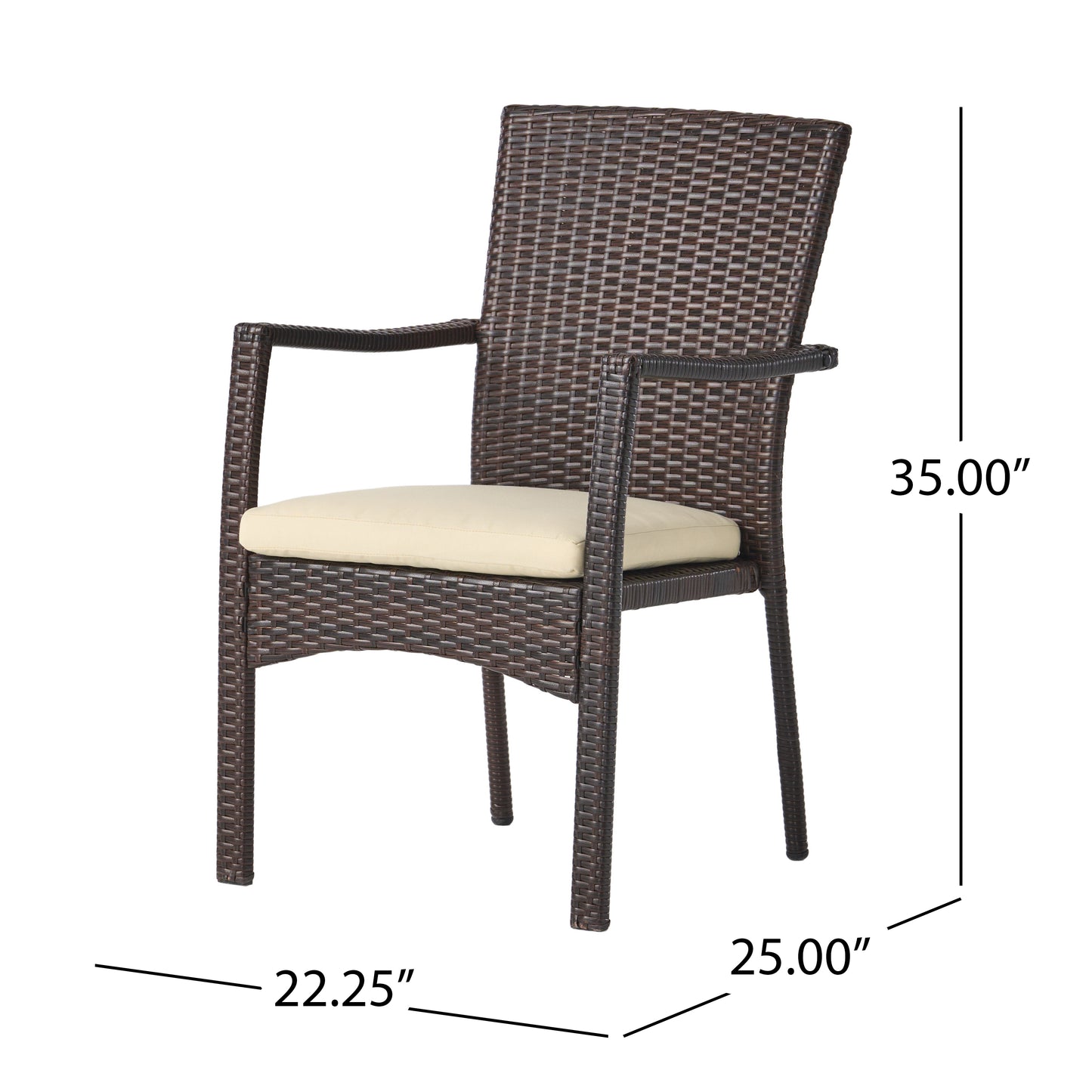 Humphrey Outdoor 6-Seater Acacia Wood Dining Set with Wicker Chairs, Sandblast Natural Finish and Multi Brown and Beige