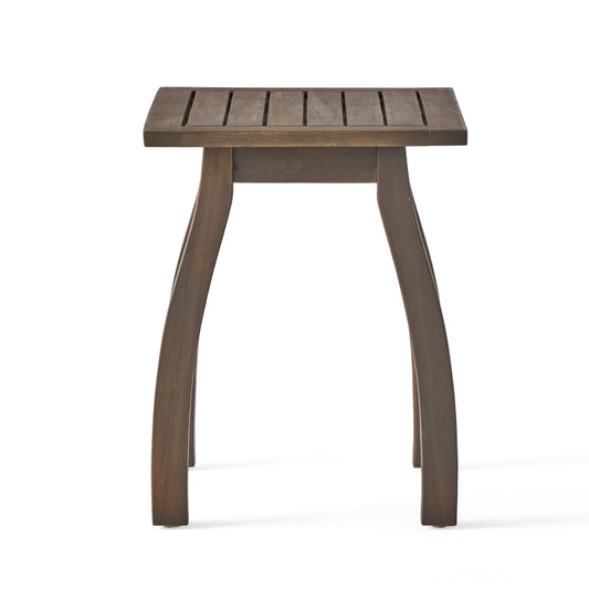 Sadie Outdoor Acacia Wood Accent Table, Gray Finish