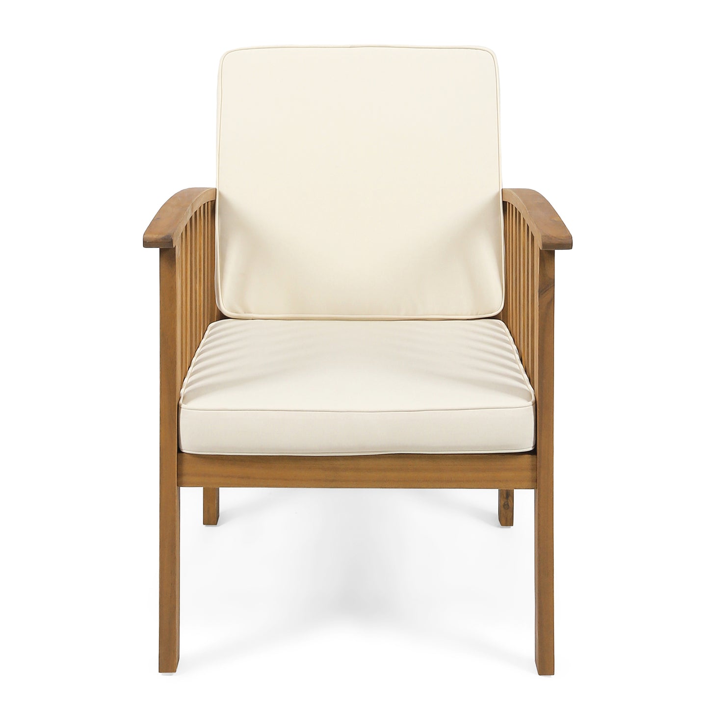 Ray Acacia Outdoor Acacia Wood Club Chairs w/ Cushions