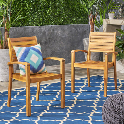 Watts Outdoor Acacia Wood Dining Chairs (set of 2)