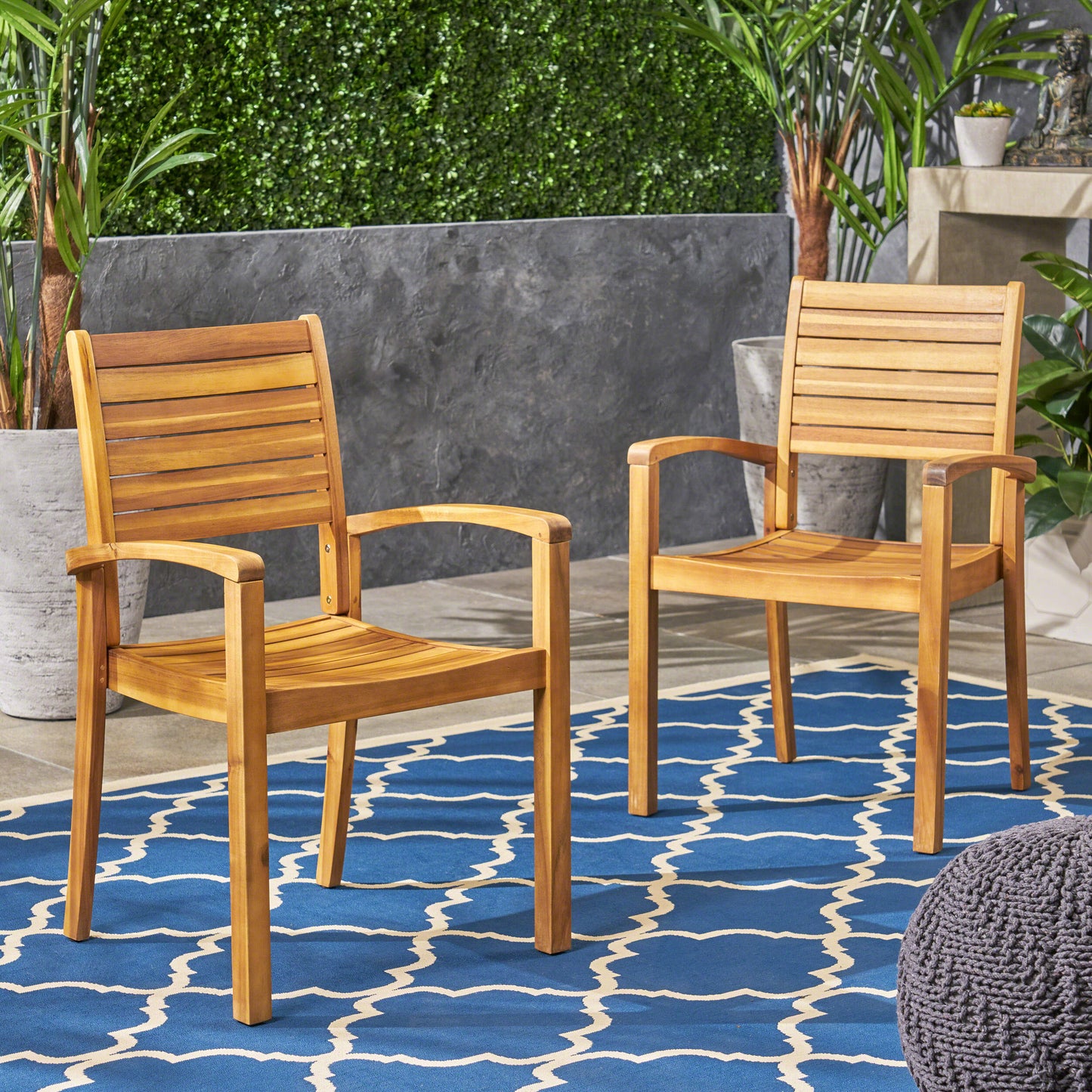 Watts Outdoor Acacia Wood Dining Chairs (set of 2)