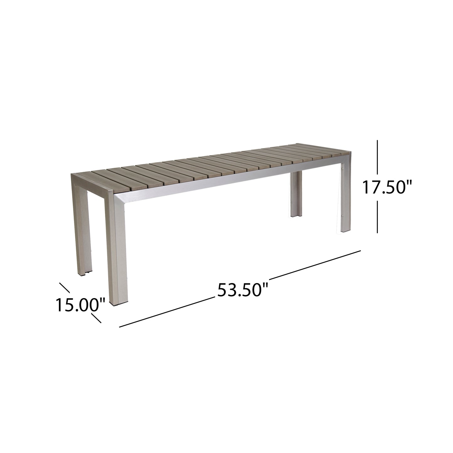 Butler Outdoor Aluminum Picnic Set with Faux Wood Top, Silver and Natural