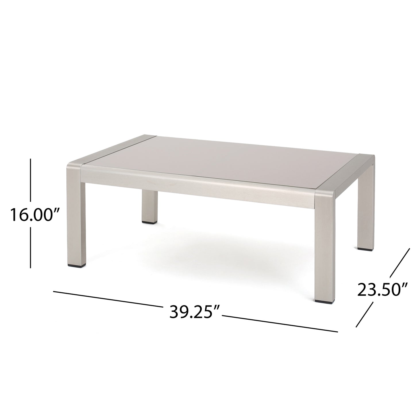 Booth Outdoor 4-Seater Aluminum Chat Set with Tempered Glass-Topped Coffee Table