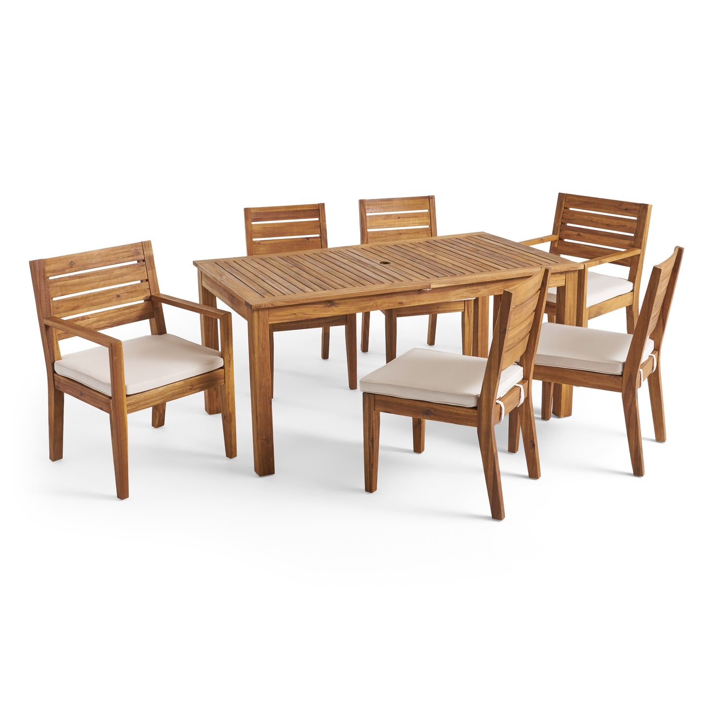 Maddox Outdoor 6-Seater Acacia Wood Expandable Dining Set