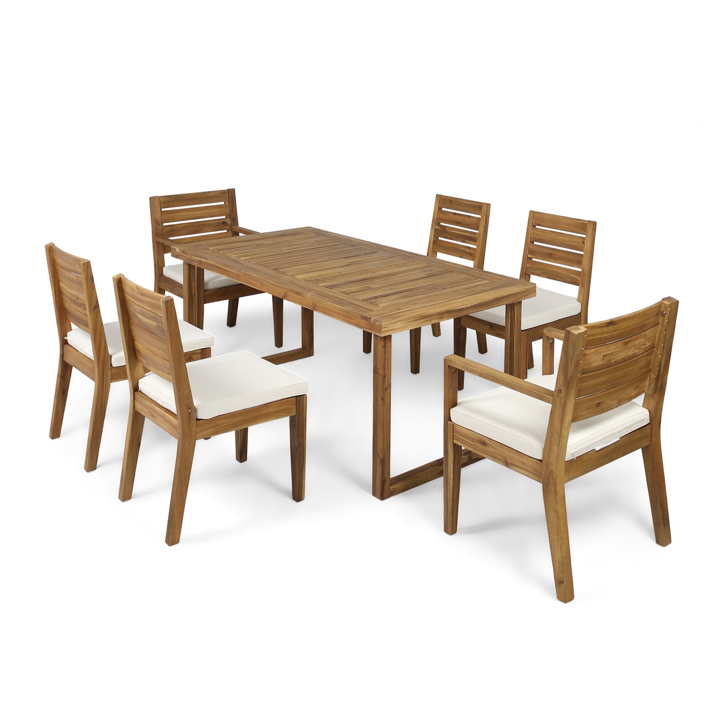 Kemp Outdoor 6-Seater Acacia Wood Dining Set