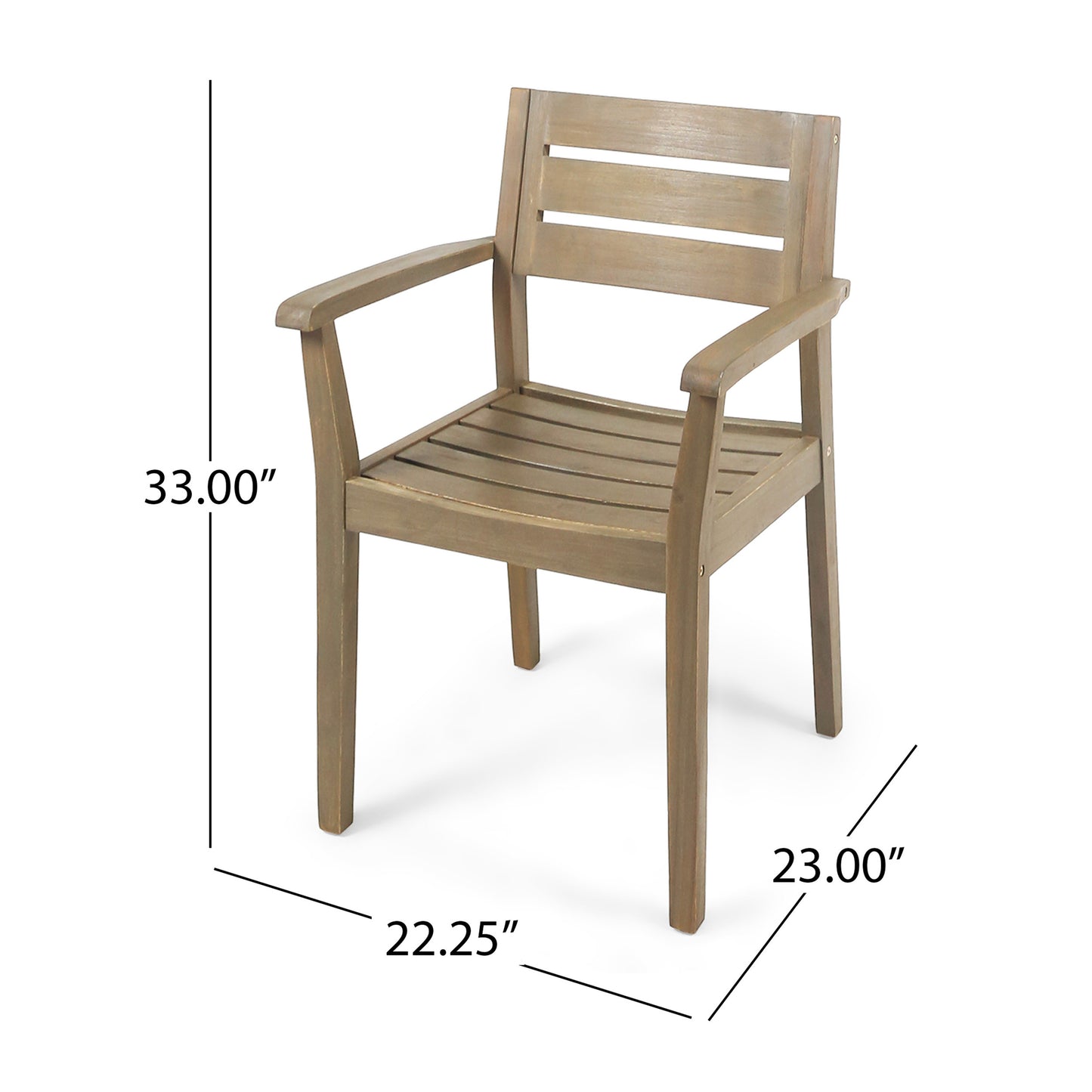 Stanford Outdoor Rustic Slat Acacia Wood Dining Chairs (Set of 2)