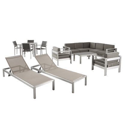 Cherie Outdoor Estate Collection Patio Set with Tempered Glass Top Dining Table