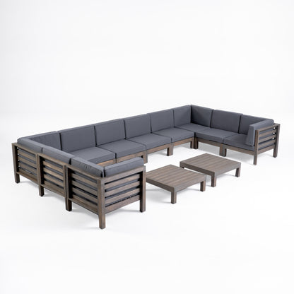 Ravello Outdoor U-Shaped Sectional Sofa Set with Coffee Tables