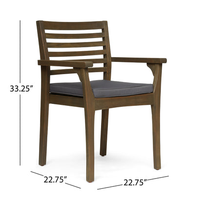 Esther Patio Dining Chairs, Acacia Wood and Outdoor Cushions