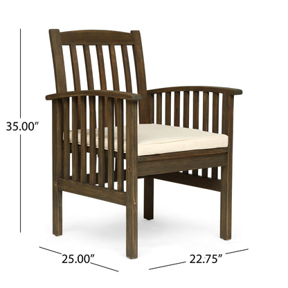 Phoenix Outdoor Acacia 2-Seater Bistro Set with Cushions and 28" Round Table with Straight Legs