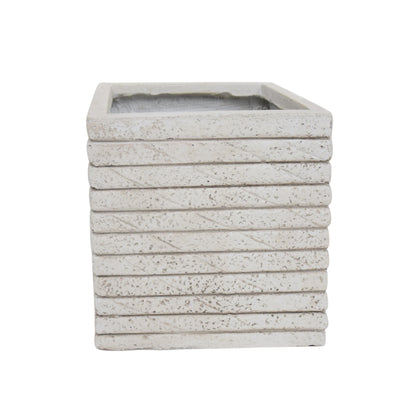 Lilith Garden Urn Planter, Square, Riveted, Lightweight Concrete