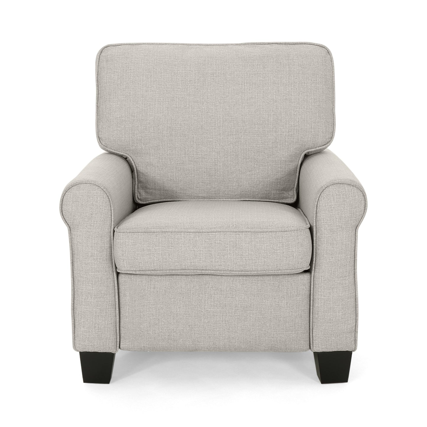 Patricia Contemporary Scrolled Arm Upholstered Fabric Club Chair w/ Tonal Piping