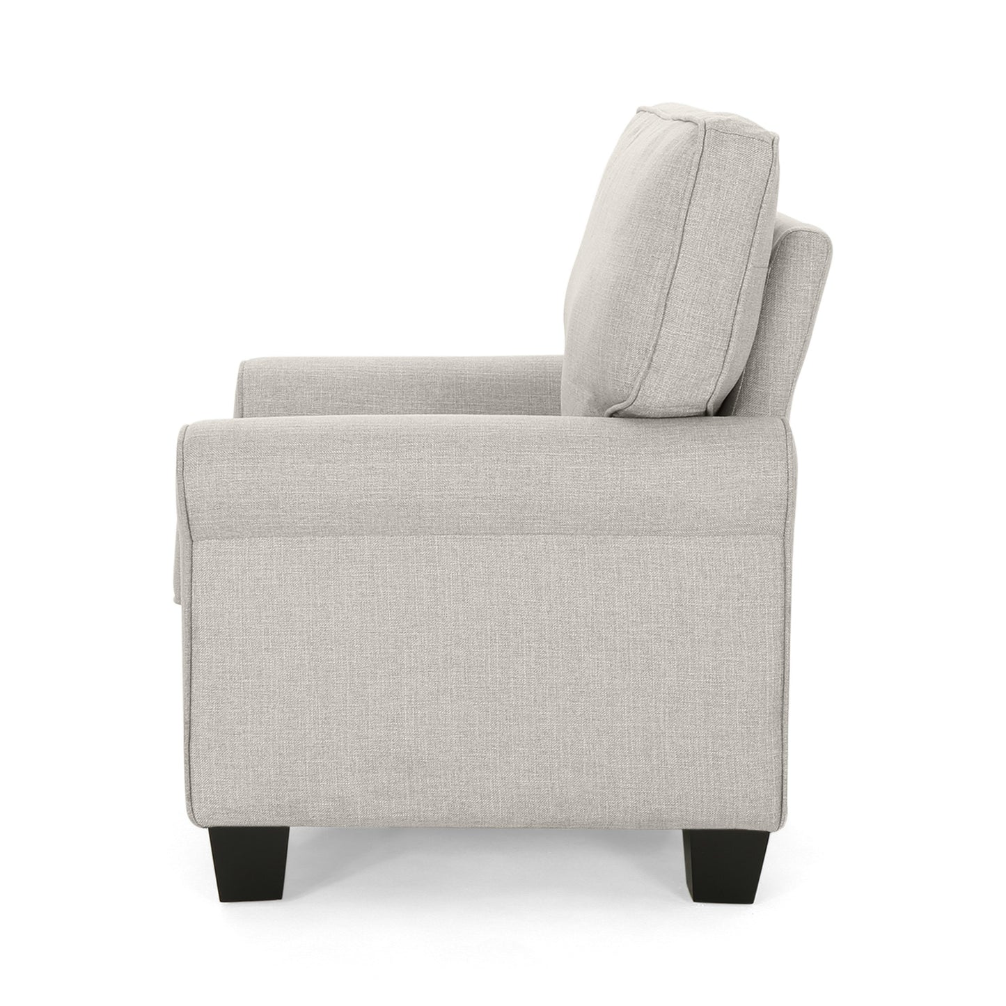 Patricia Contemporary Scrolled Arm Upholstered Fabric Club Chair w/ Tonal Piping