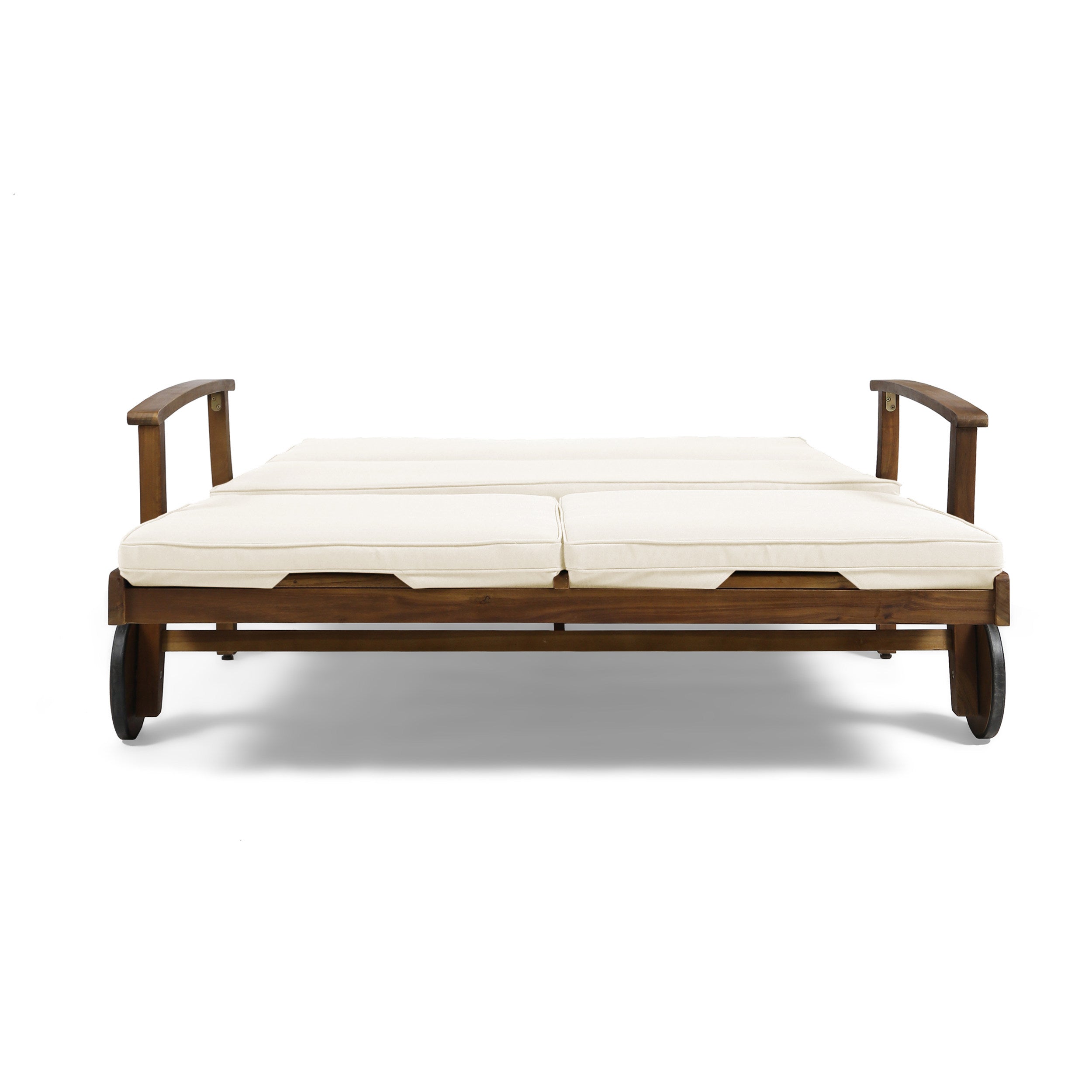 Samantha Double Chaise Lounge For Yard And Patio, Acacia Wood Frame ...