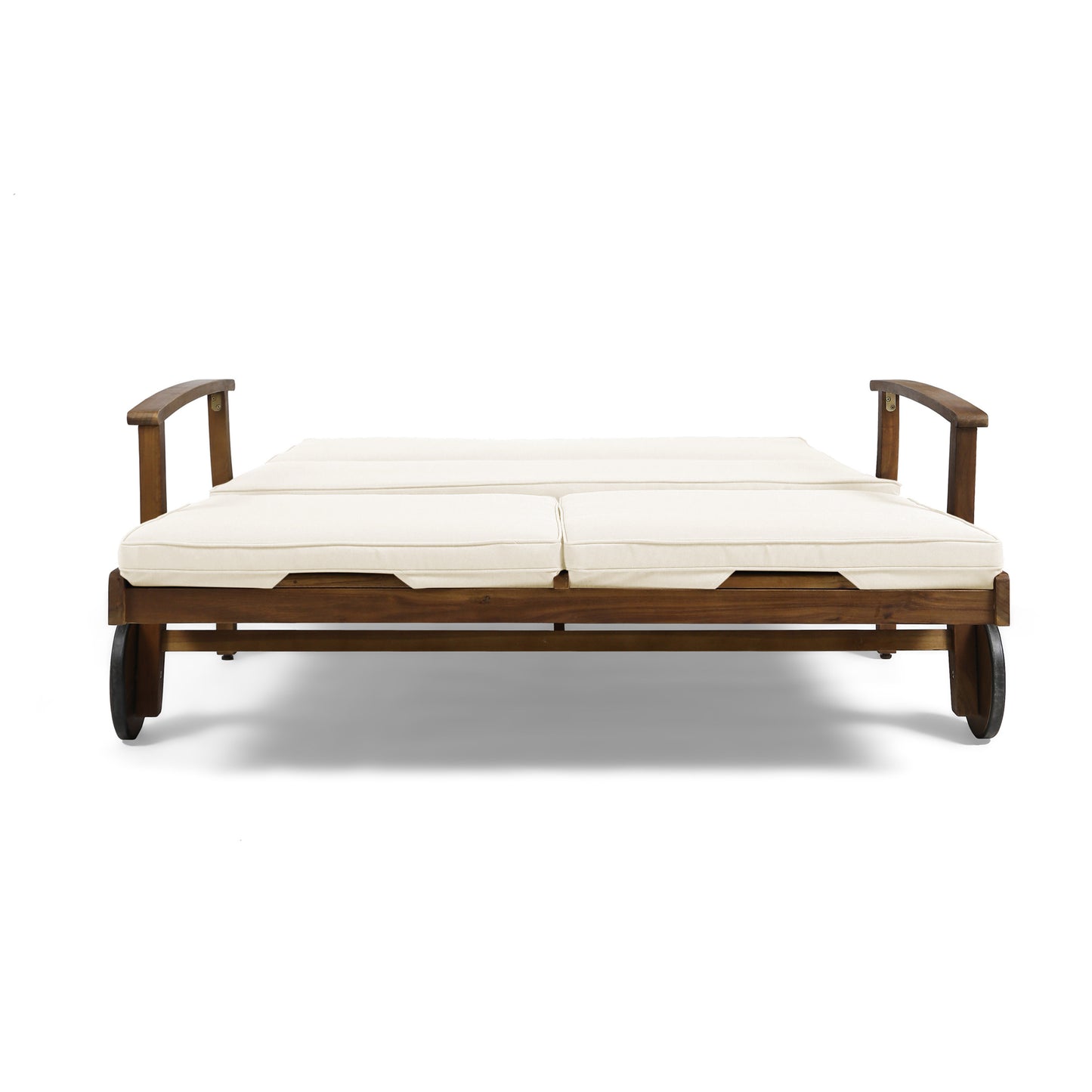 Samantha Double Chaise Lounge for Yard and Patio, Acacia Wood Frame