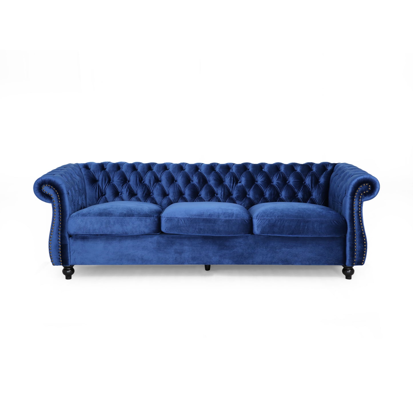Vita Chesterfield Tufted Microfiber Sofa with Scroll Arms