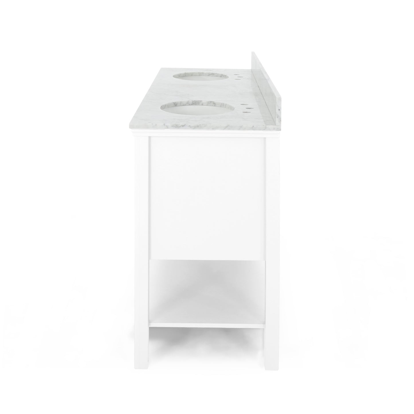 Douvier Contemporary 72" Wood Double Sink Bathroom Vanity with Marble Counter Top with Carrara White Marble