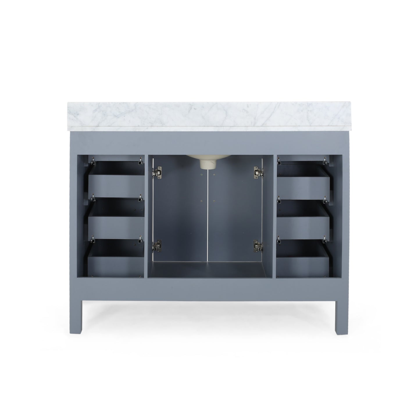 Greeley Contemporary 48" Wood Single Sink Bathroom Vanity with Marble Counter Top with Carrara White Marble
