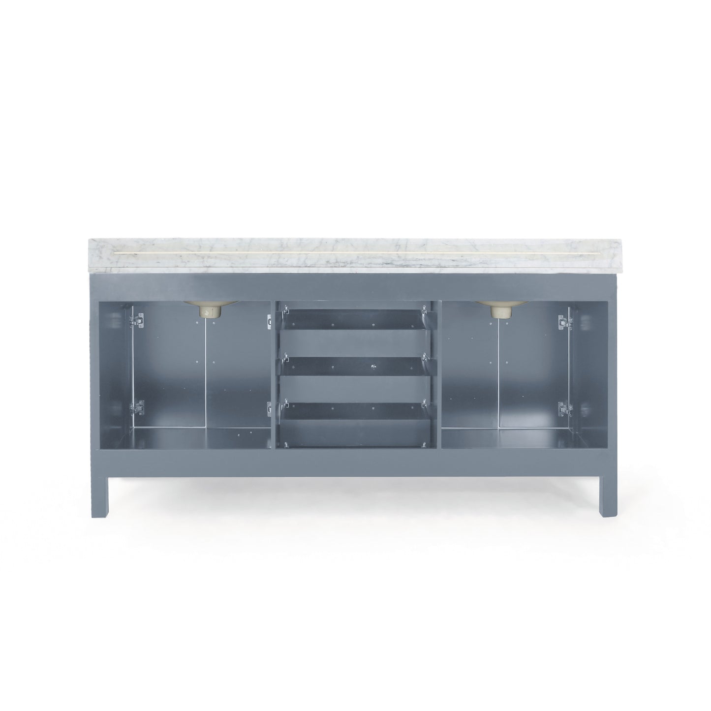 Greeley Contemporary 72" Wood Double Sink Bathroom Vanity with Marble Counter Top with Carrara White Marble