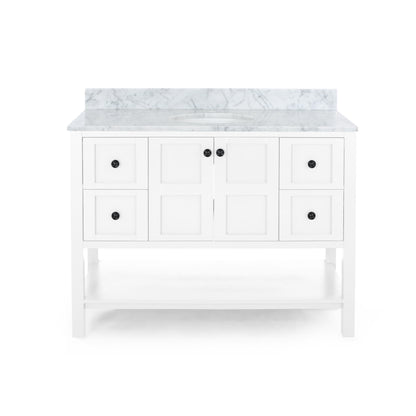 Jamison Contemporary 48" Wood Single Sink Bathroom Vanity with Marble Counter Top with Carrara White Marble