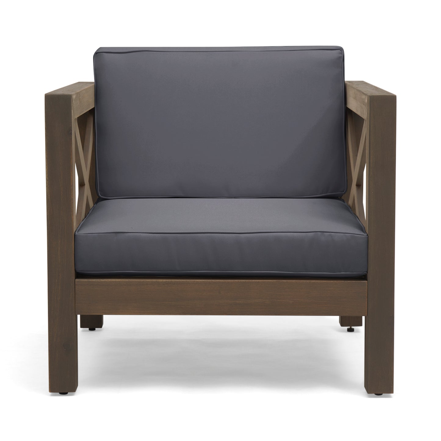 Indira Outdoor Acacia Wood Club Chair with Cushion