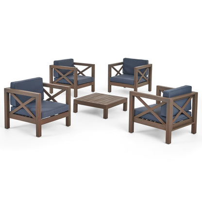 Morgan Outdoor 4 Seater Acacia Wood Club Chair and Coffee Table Set