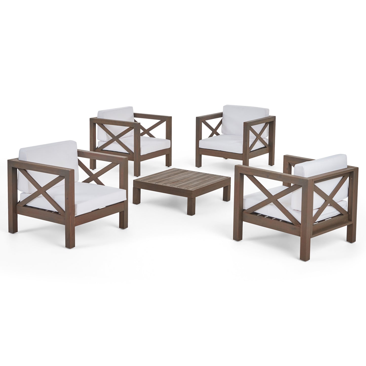 Morgan Outdoor 4 Seater Acacia Wood Club Chair and Coffee Table Set