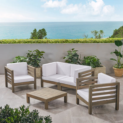 Emma Outdoor 4 Seater Acacia Wood Loveseat Chat Set