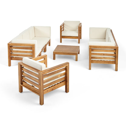 Emma Outdoor 8 Seater Acacia Wood Sofa and Club Chair Set