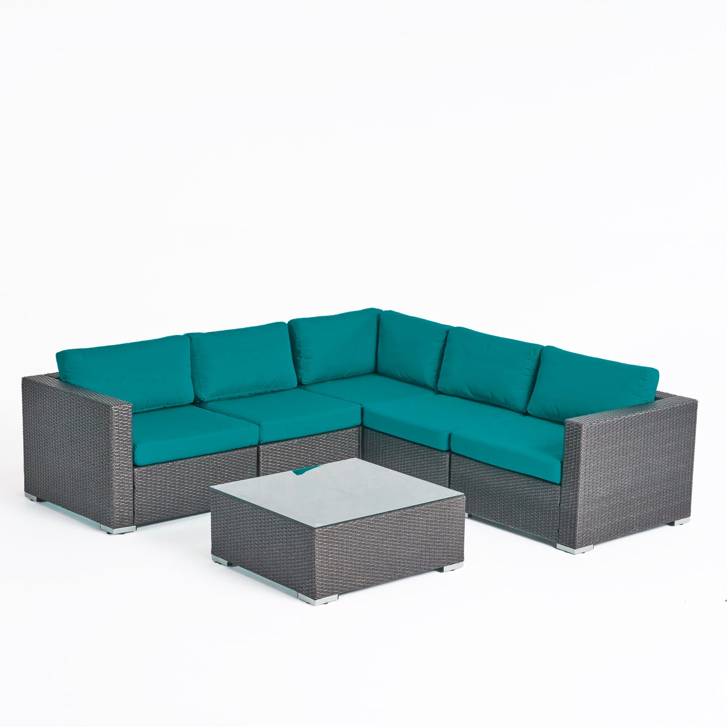 Kyra Outdoor 5 Seater Wicker Sectional Sofa Set with Sunbrella Cushions